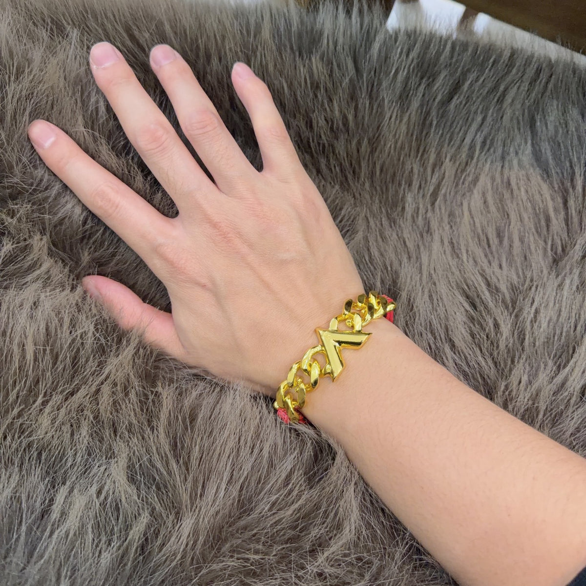 Geometric Emblem Leather-Detail Bracelet – Leather Detail – Design 013 front product view