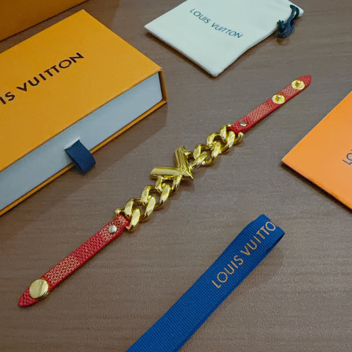Geometric Emblem Leather-Detail Bracelet – Leather Detail – Design 013 styled product view