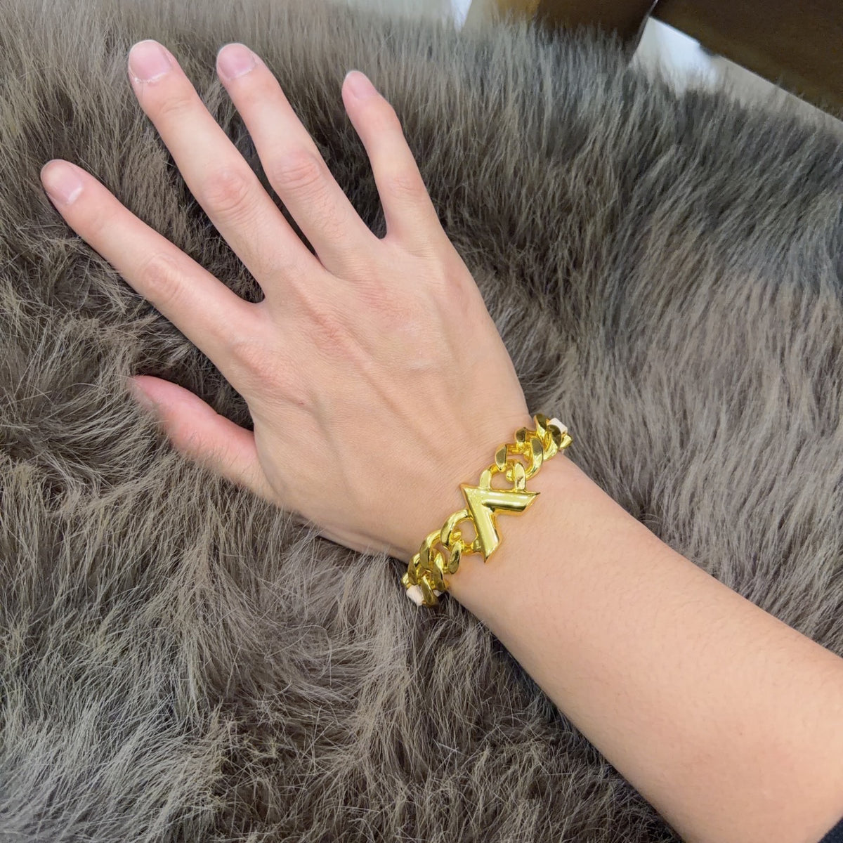 Geometric Emblem Leather-Detail Bracelet – Leather Detail – Design 016 front product view