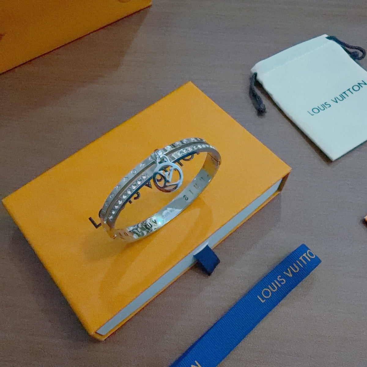 Geometric Emblem Bangle in Polished Metal-Tone – Design 008 main product view