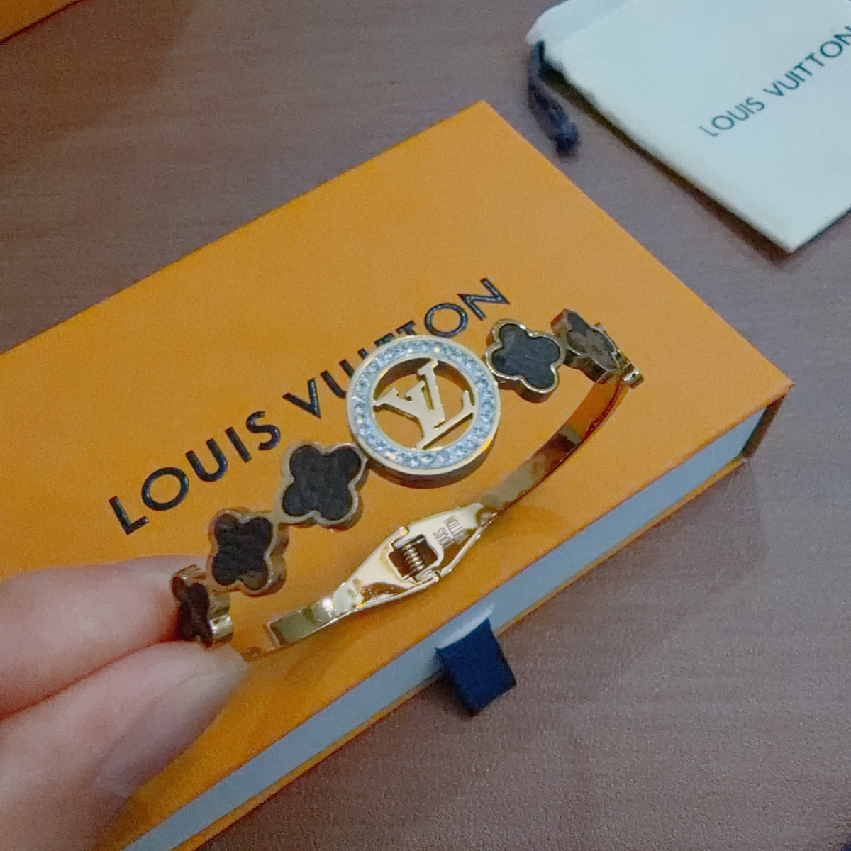 Geometric Emblem Bangle in Polished Metal-Tone – Design 007 front product view