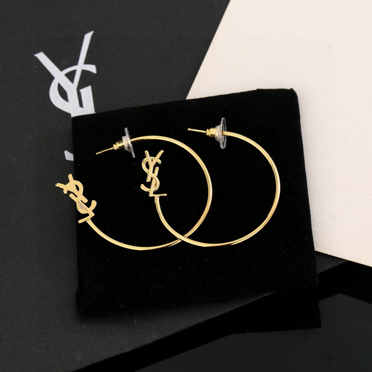 Geometric Emblem Stud Earrings in Polished Metal-Tone – Design 004 main product view
