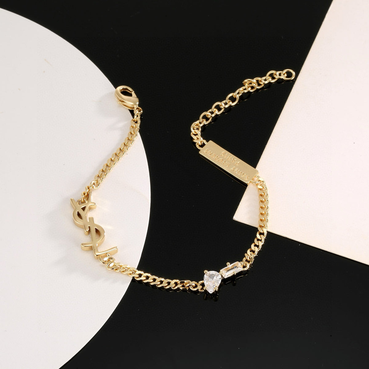 Geometric Emblem Bracelet in Gold-Tone – Design 001 styled product view