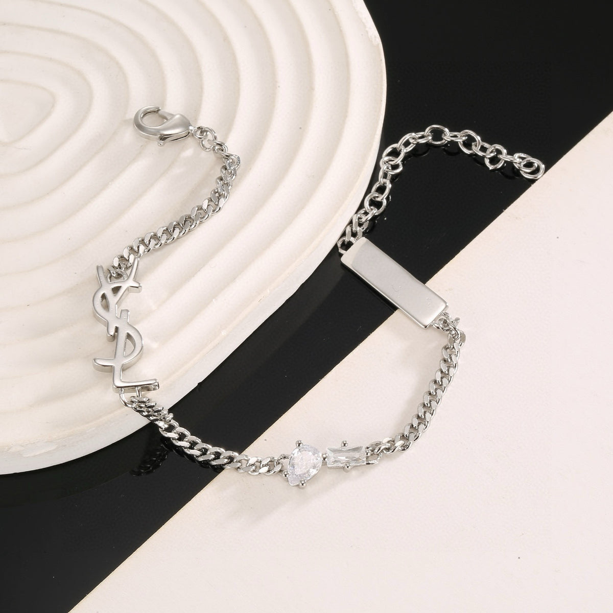 Geometric Emblem Bracelet in Gold-Tone – Design 002 front product view