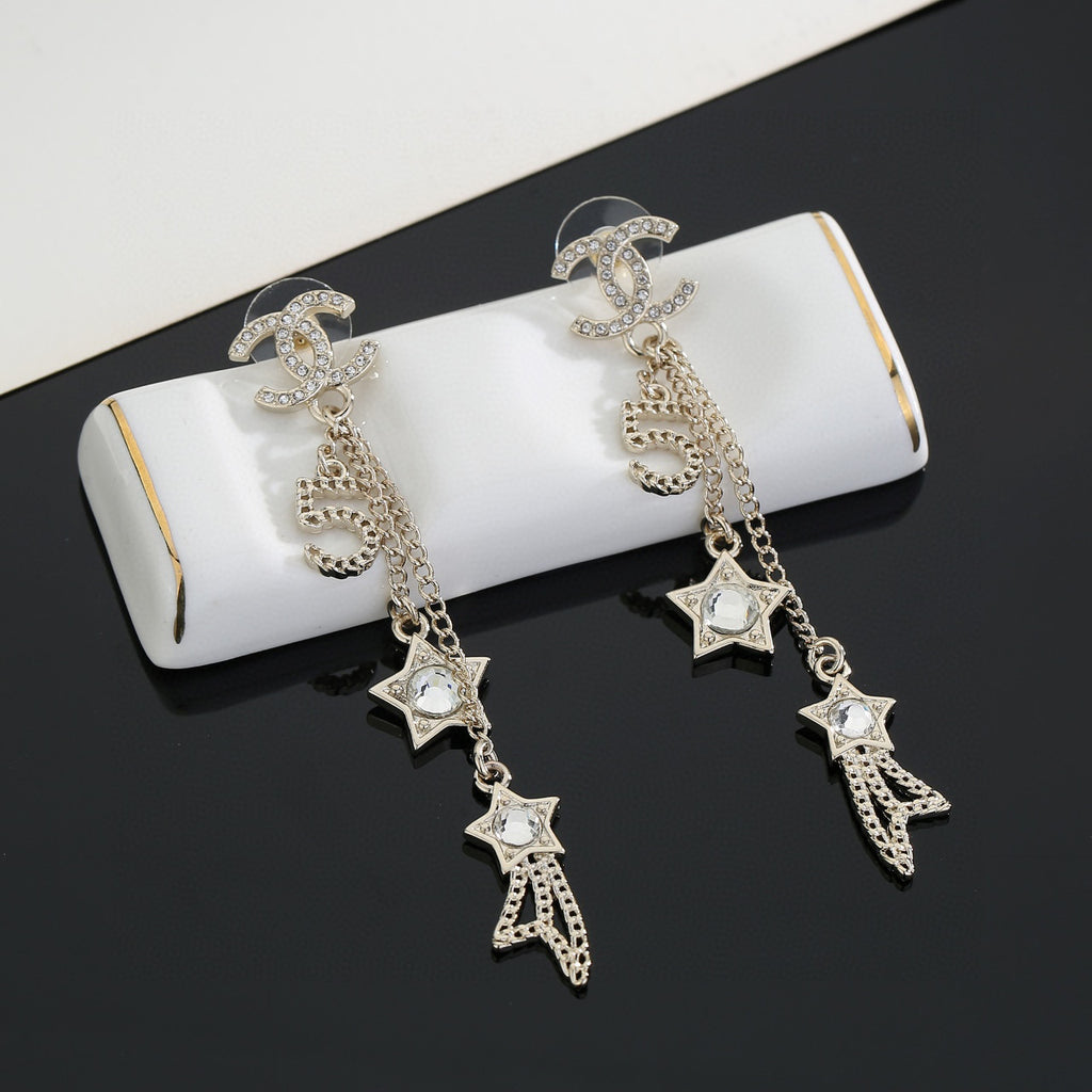 Signature Emblem Stud Earrings in Gold-Tone – Design 048 front product view