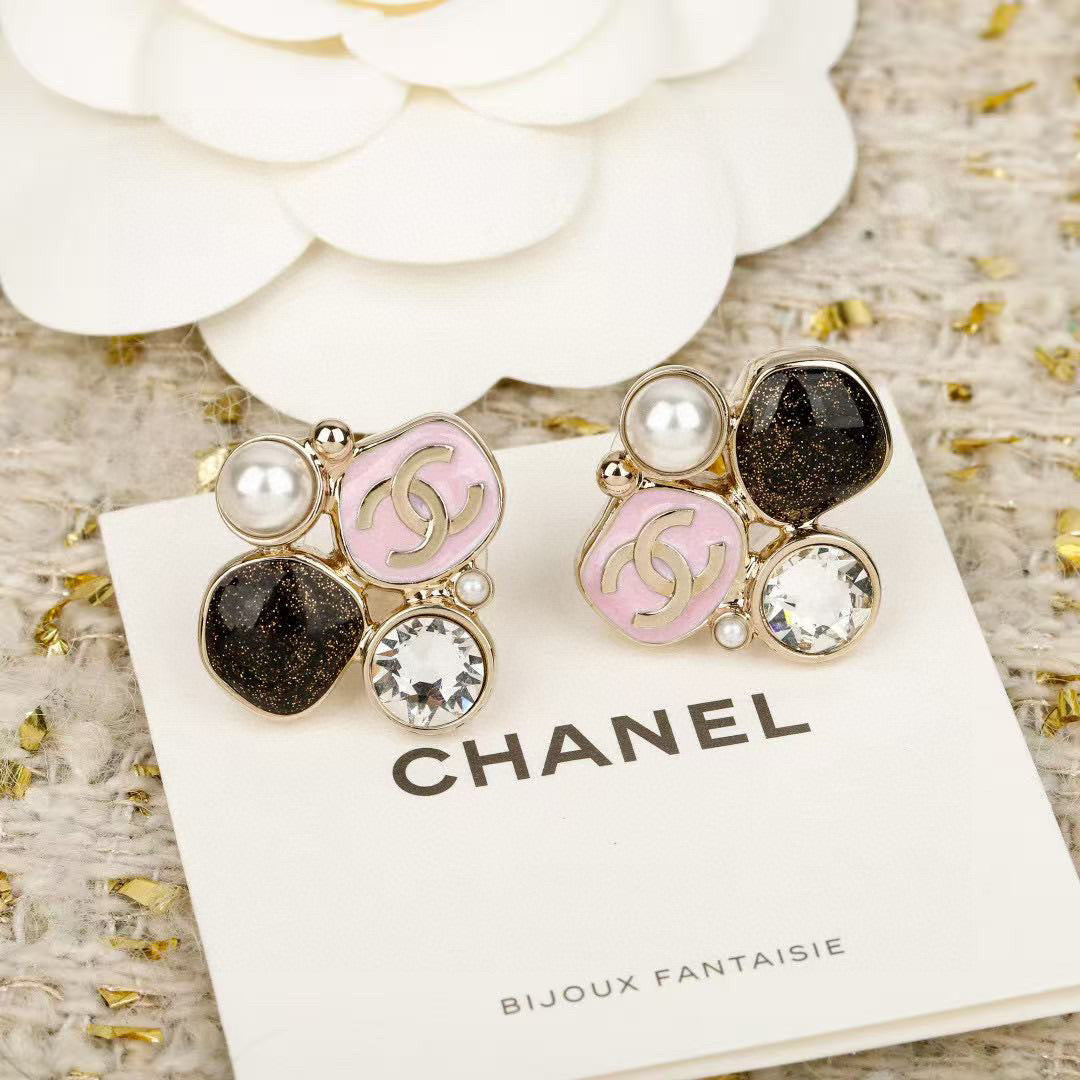 Signature Emblem Stud Earrings in Gold-Tone – Design 063 main product view