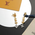 Letter Emblem Stud Earrings in Polished Metal-Tone – Design 038 main product view