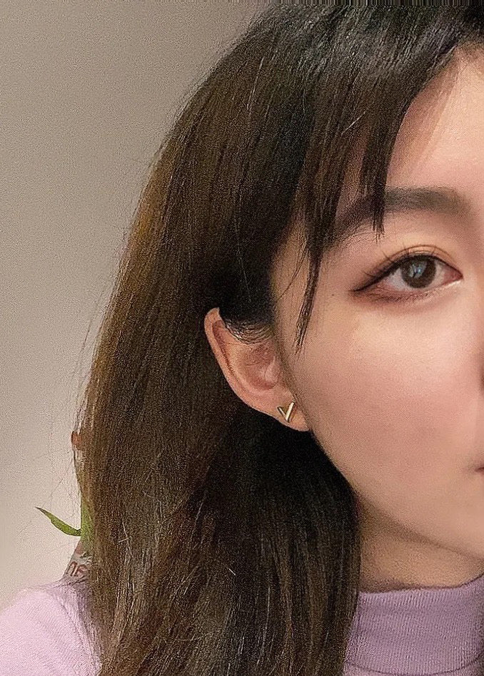 Letter Emblem Stud Earrings in Gold-Tone – Design 009 close-up detail