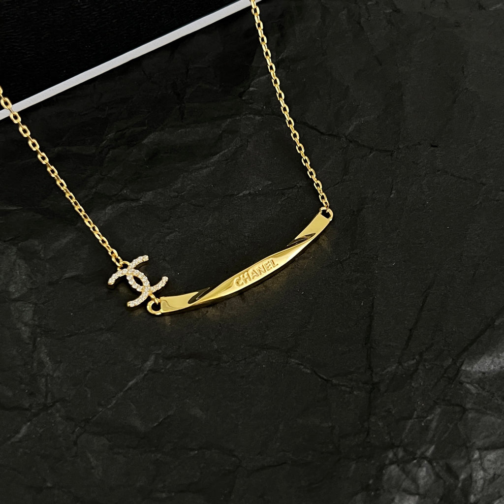 Signature Emblem Pendant Necklace in Polished Metal-Tone – Design 094 front product view