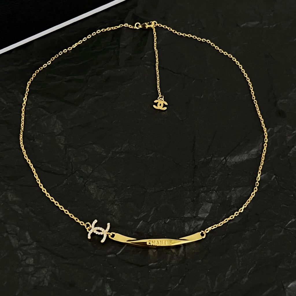 Signature Emblem Pendant Necklace in Polished Metal-Tone – Design 099 styled product view