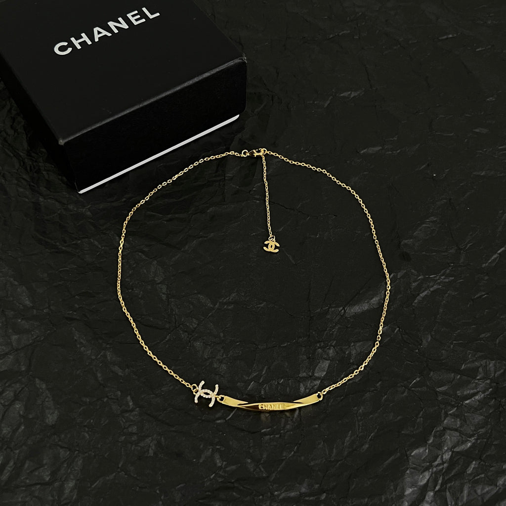 Signature Emblem Pendant Necklace in Polished Metal-Tone – Design 094 detail view