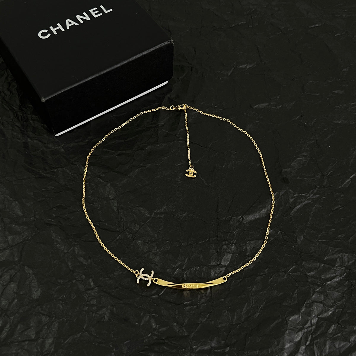 Signature Emblem Pendant Necklace in Polished Metal-Tone – Design 094 detail view