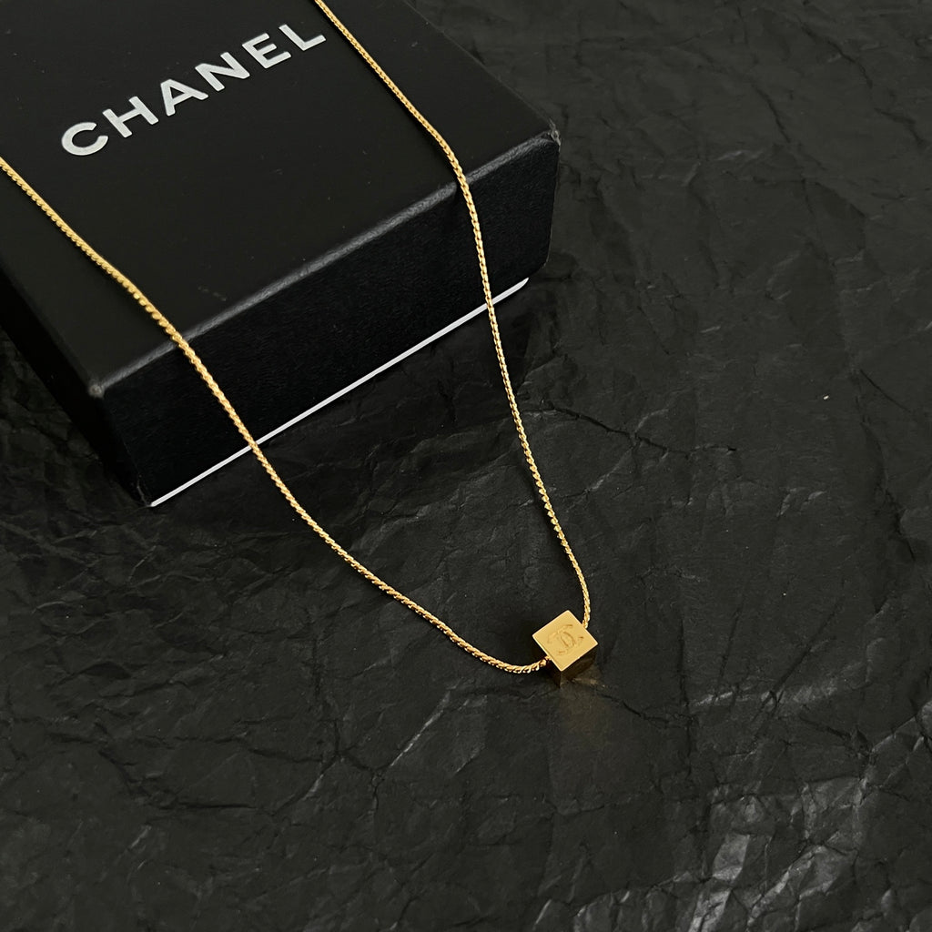 Signature Emblem Pendant Necklace in Polished Metal-Tone – Design 095 side detail