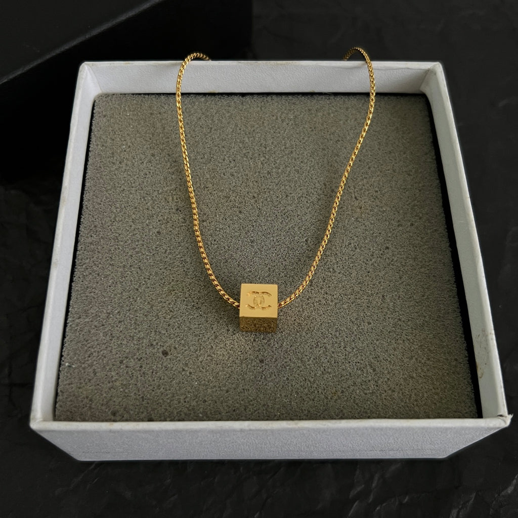 Signature Emblem Pendant Necklace in Polished Metal-Tone – Design 095 close-up detail