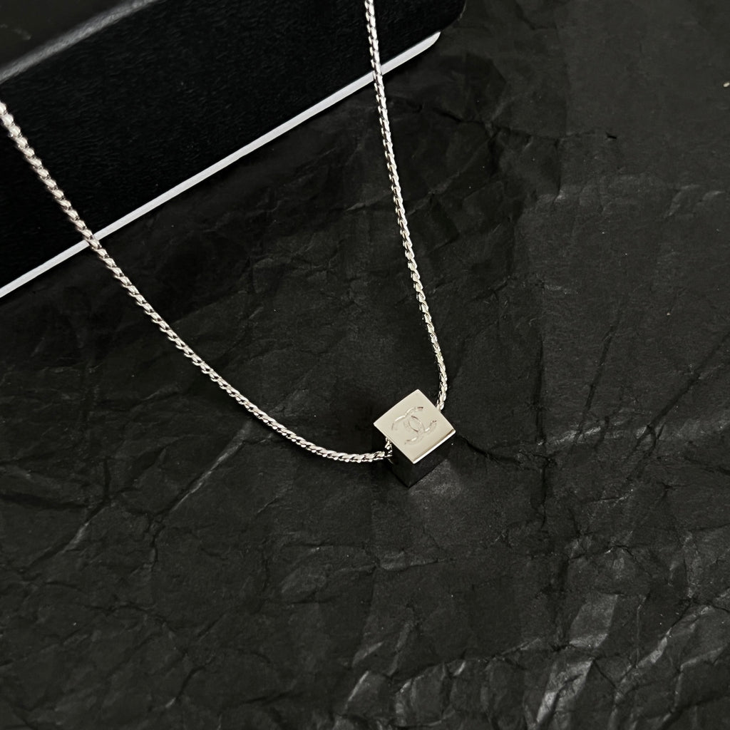 Signature Emblem Pendant Necklace in Polished Metal-Tone – Design 096 close-up detail