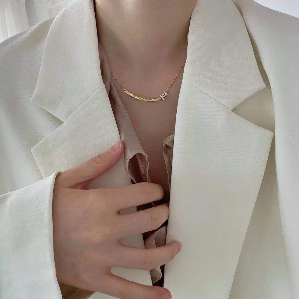 Signature Emblem Pendant Necklace in Polished Metal-Tone – Design 094 main product view
