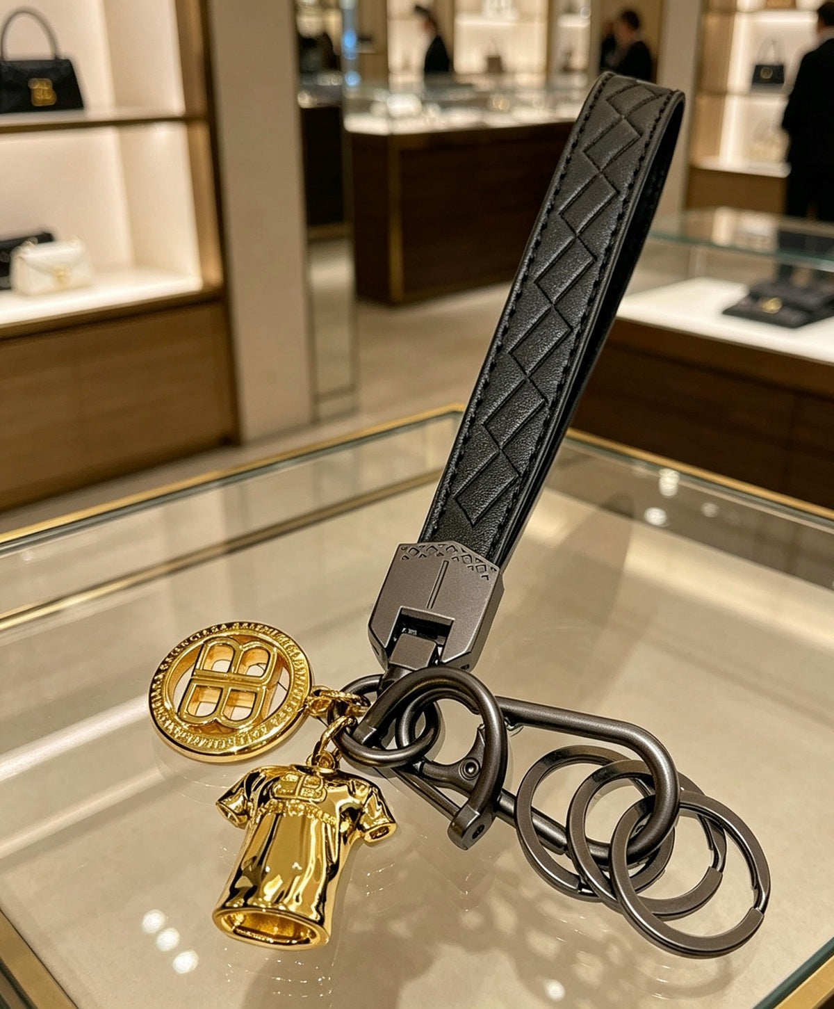 Key Jewelry Accessory in Polished Metal-Tone – Design 028 detail view