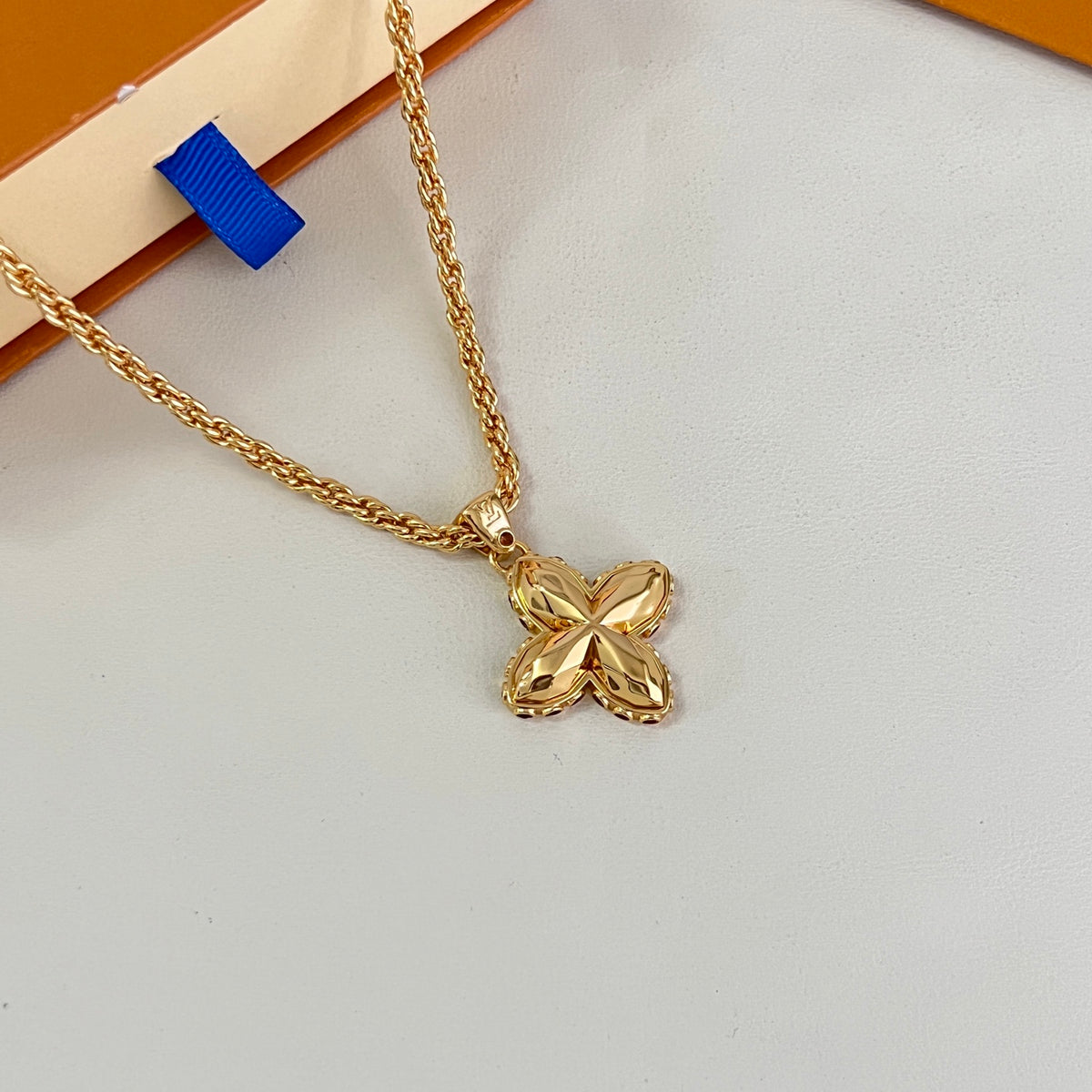 Geometric Emblem Pendant Necklace in Polished Metal-Tone – Design 033 side detail