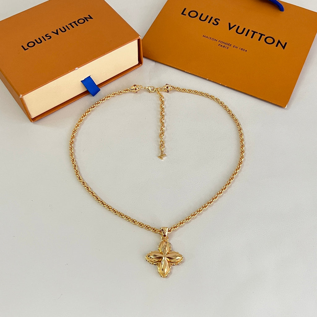 Geometric Emblem Pendant Necklace in Polished Metal-Tone – Design 033 front product view