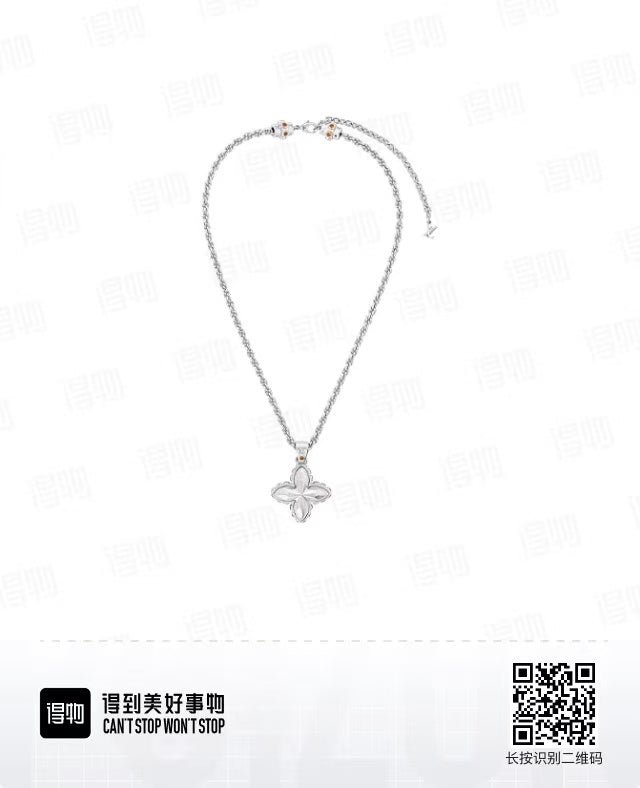 Geometric Emblem Pendant Necklace in Polished Metal-Tone – Design 035 main product view