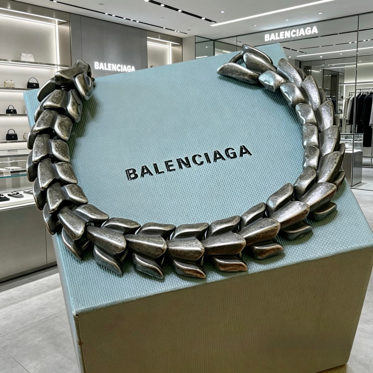Geometric Emblem Bracelet in Polished Metal-Tone – Vintage Detail – Design 012 front product view