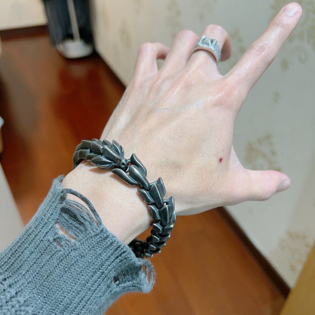 Geometric Emblem Bracelet in Polished Metal-Tone – Vintage Detail – Design 010 main product view