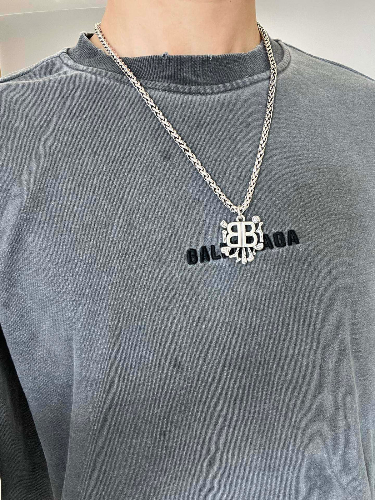 Geometric Emblem Pendant Necklace in Polished Metal-Tone – Vintage Detail – Design 064 detail view