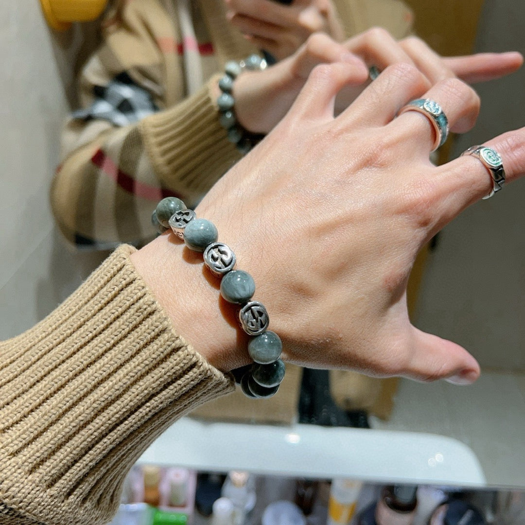 Double-G Emblem Bracelet in Polished Metal-Tone – Vintage Detail – Design 010 styled product view