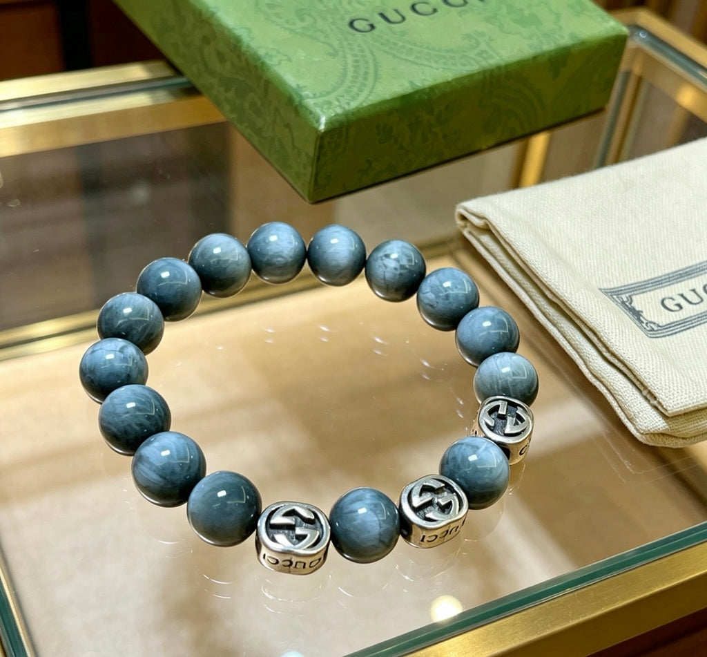 Double-G Emblem Bracelet in Polished Metal-Tone – Vintage Detail – Design 010 front product view