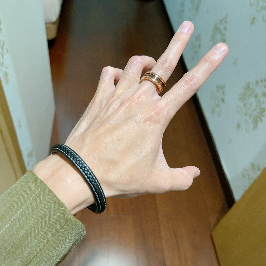 Geometric Emblem Statement Ring in Rose-Gold-Tone – Rose Gold Detail – Design 004 styled product view