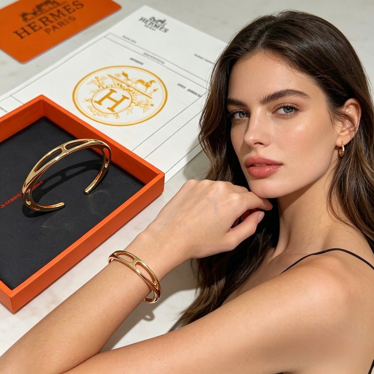 Horse Bangle in Gold-Tone – Design 039 styled product view