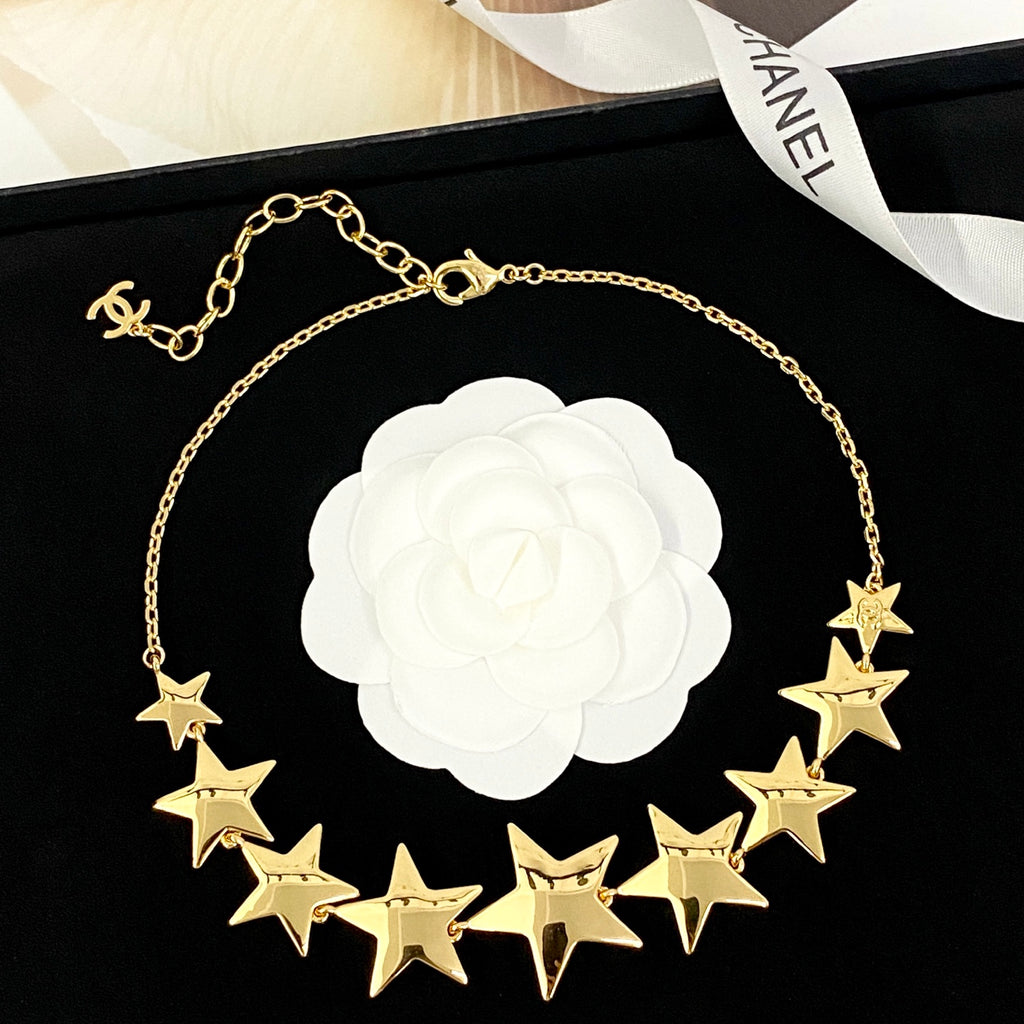 Star Pendant Necklace in Gold-Tone – Star Detail – Design 002 styled product view