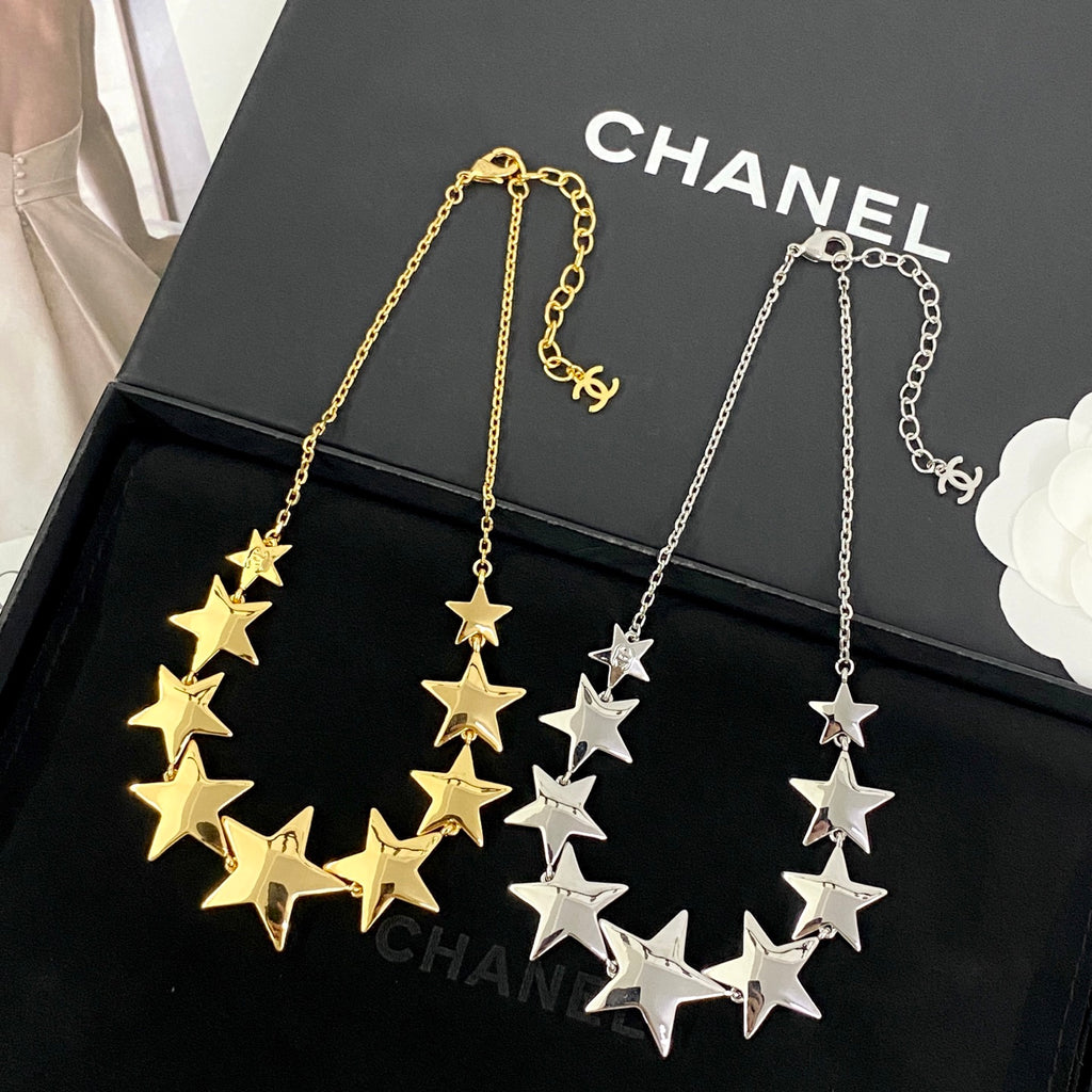 Star Pendant Necklace in Gold-Tone – Star Detail – Design 002 front product view