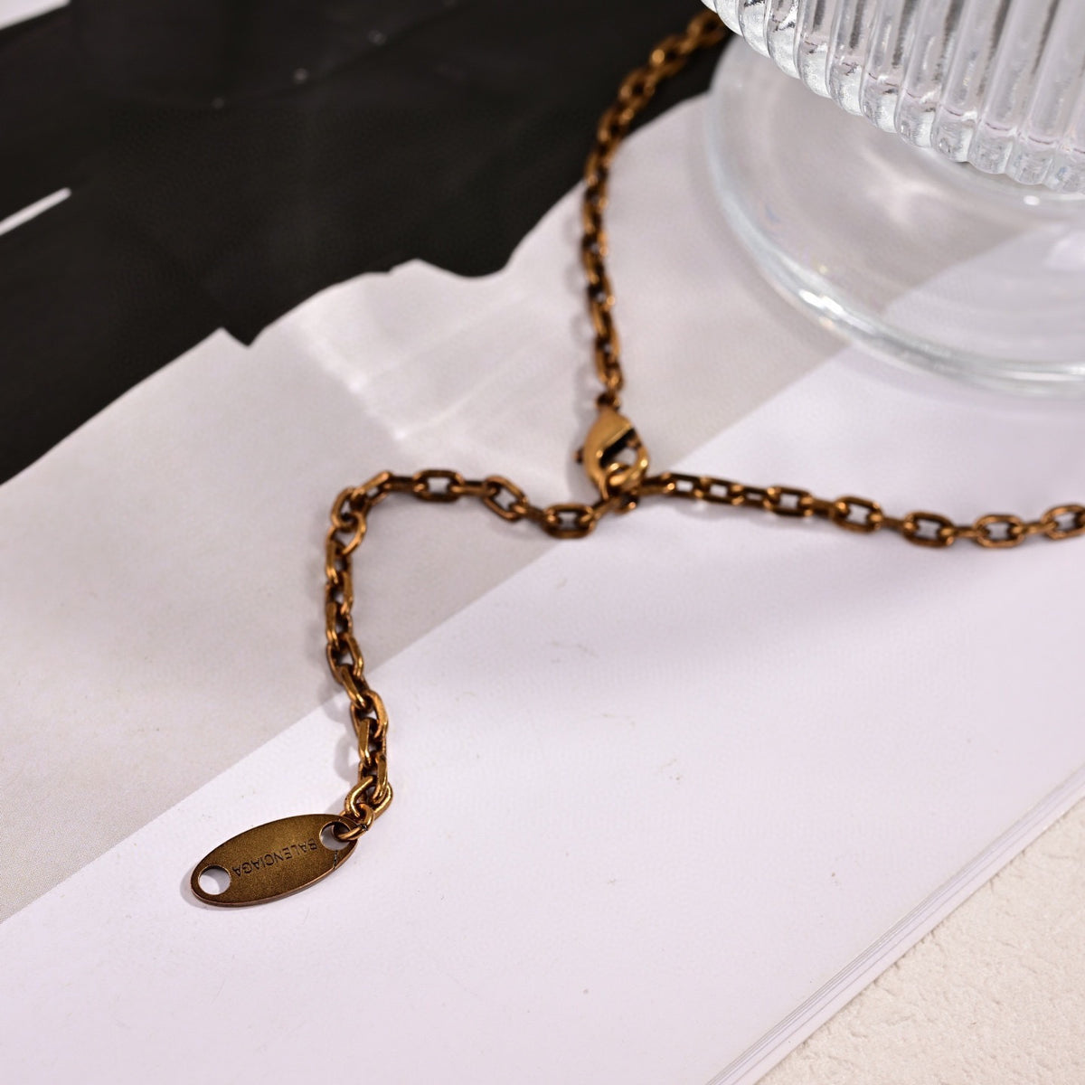 Geometric Emblem Pendant Necklace in Gold-Tone – Design 007 close-up detail