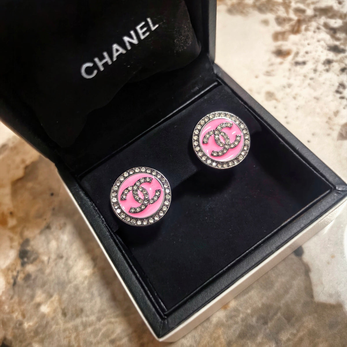 Signature Emblem Stud Earrings in Polished Metal-Tone – Design 114 side detail
