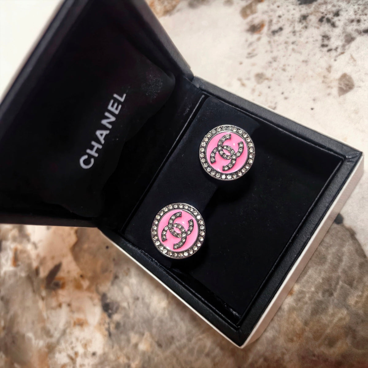 Signature Emblem Stud Earrings in Polished Metal-Tone – Design 114 detail view
