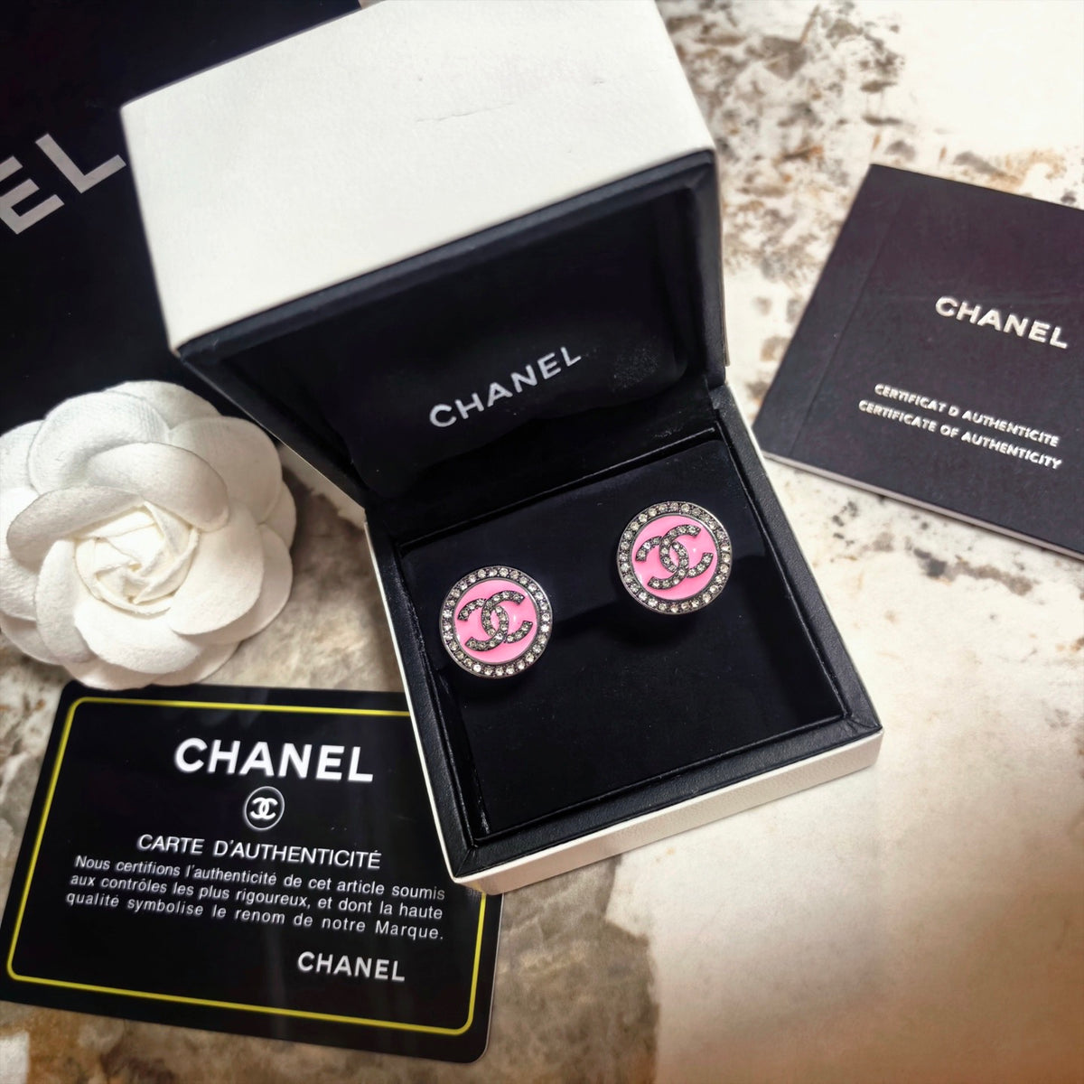 Signature Emblem Stud Earrings in Polished Metal-Tone – Design 114 front product view
