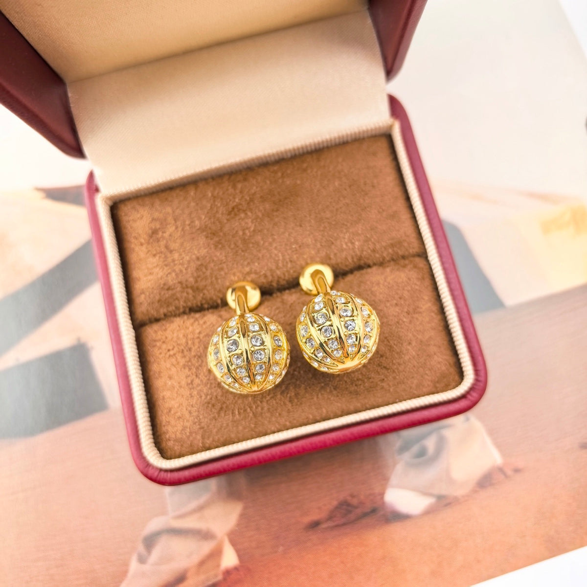 Signature Emblem Statement Earrings in Polished Metal-Tone – Design 09 styled detail