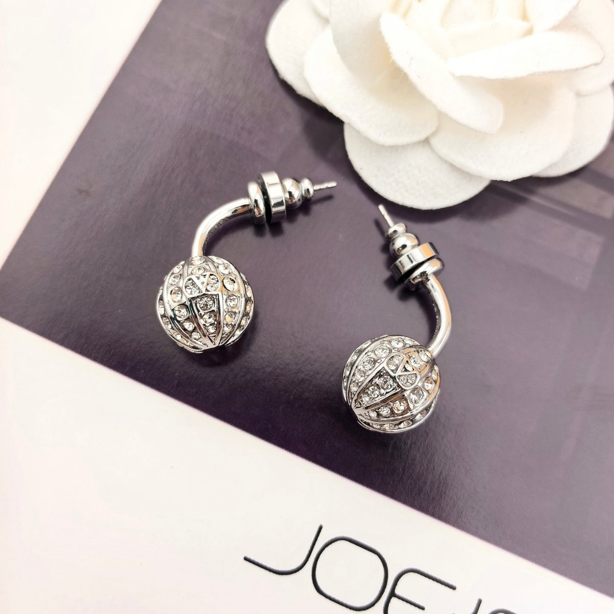 Signature Emblem Statement Earrings in Polished Metal-Tone – Design 08 close-up view