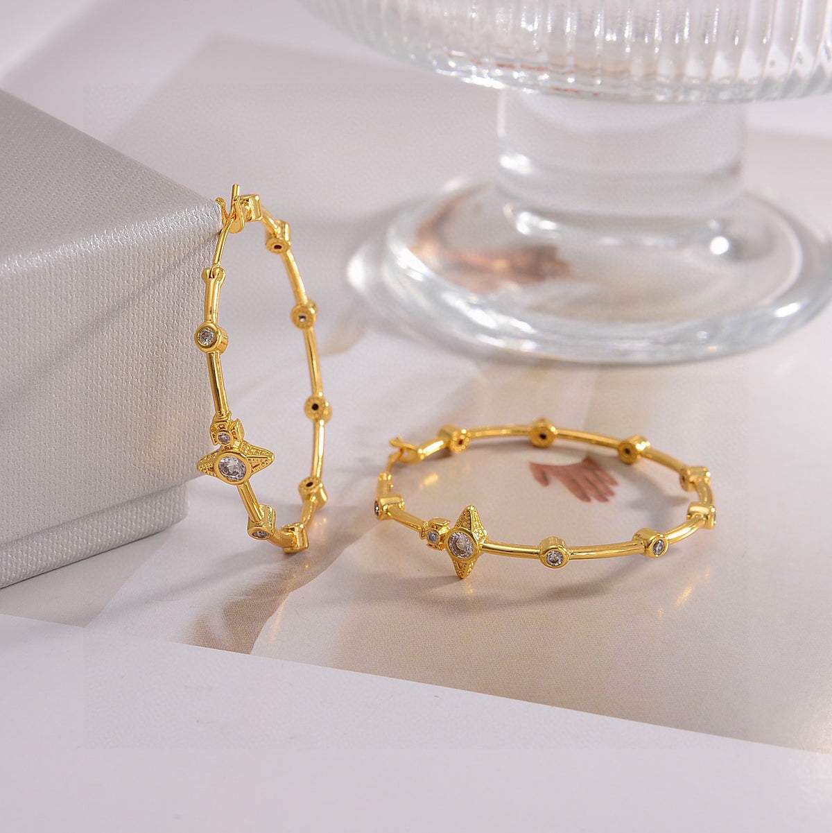 Orb Stud Earrings in Polished Metal-Tone – Design 019 side detail