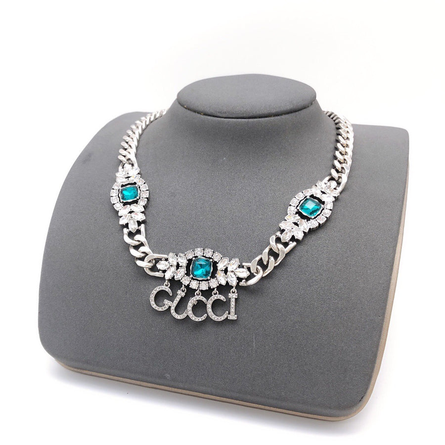 Double-G Emblem Pendant Necklace in Polished Metal-Tone – Design 205 main product view