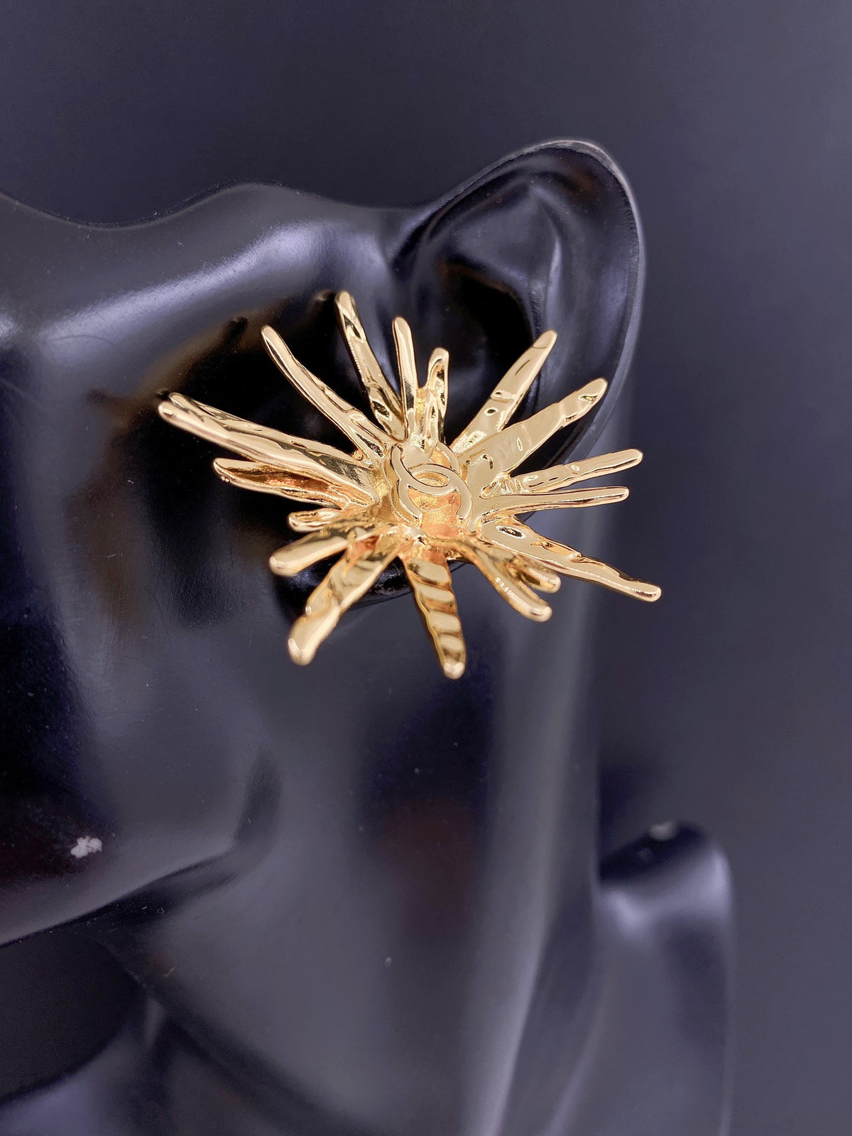 Signature Emblem Stud Earrings in Gold-Tone – Design 066 front product view
