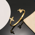 Clover Bangle in Polished Metal-Tone – Clover Detail – Design 020 main product view