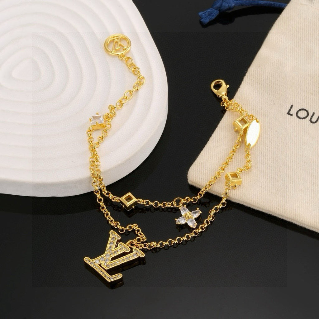 Floral Bracelet in Polished Metal-Tone – Design 005 styled product view