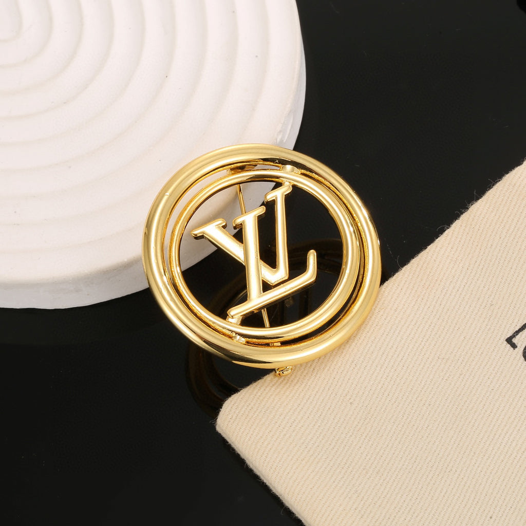 Letter Emblem Brooch in Polished Metal-Tone – Design 007 styled product view