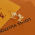 Geometric Emblem Stud Earrings in Polished Metal-Tone – Design 031 main product view