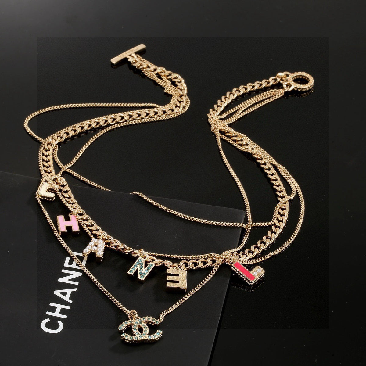 Double-C Emblem Crystal-Accent Pendant Necklace – Design 039 main product view