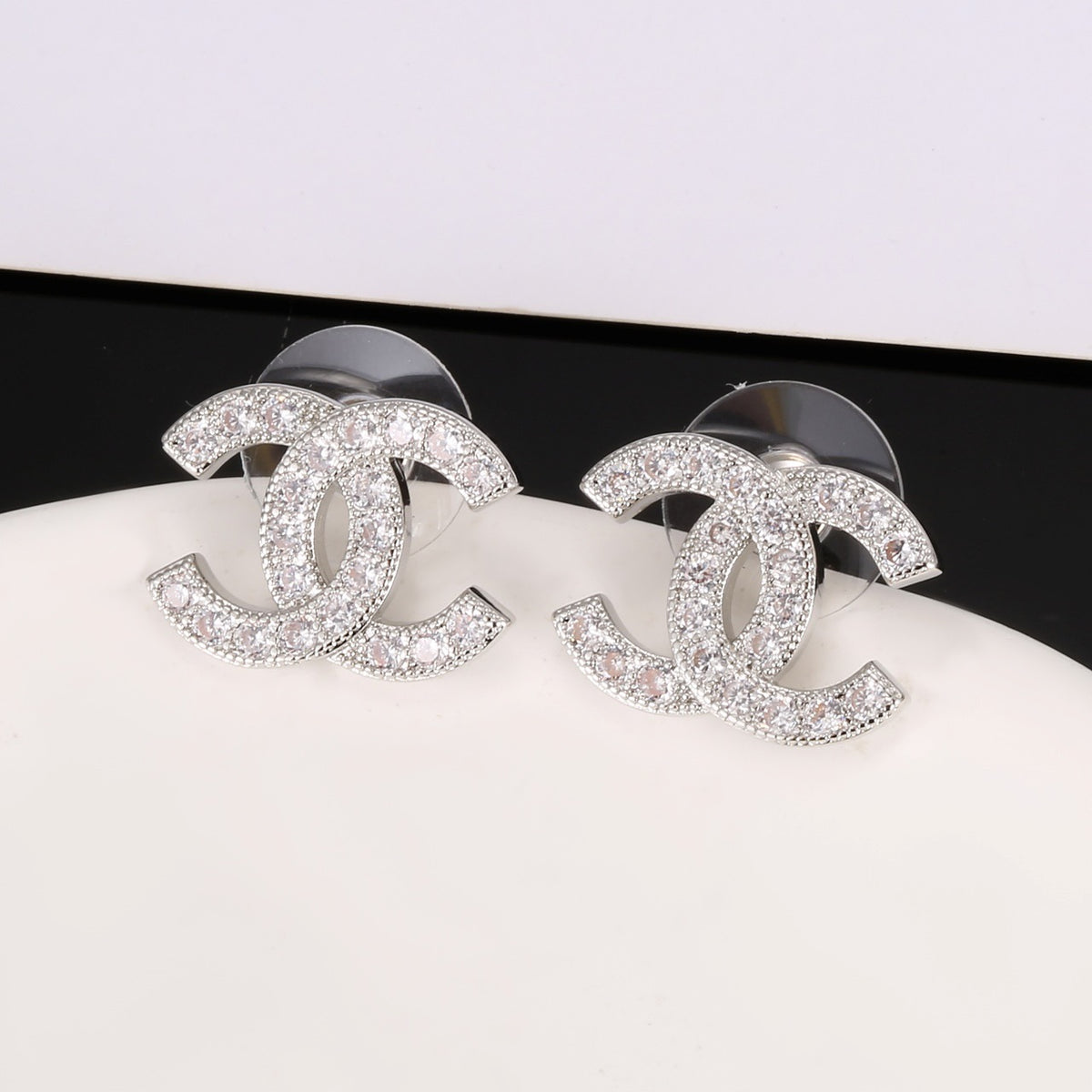 Signature Emblem Stud Earrings in Gold-Tone – Design 069 close-up detail