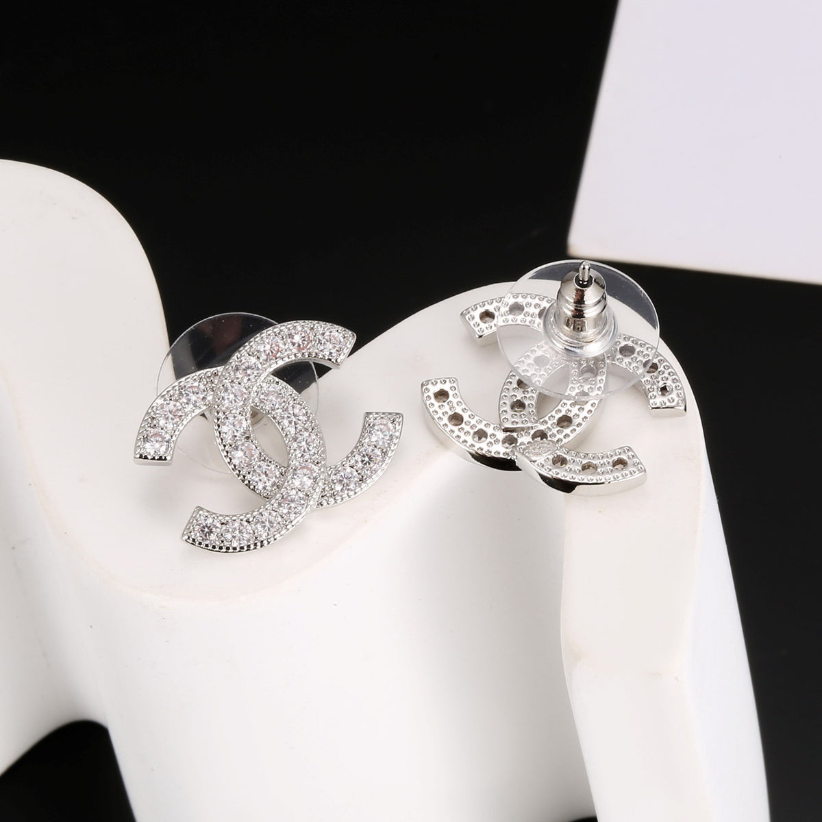 Signature Emblem Stud Earrings in Gold-Tone – Design 067 styled product view