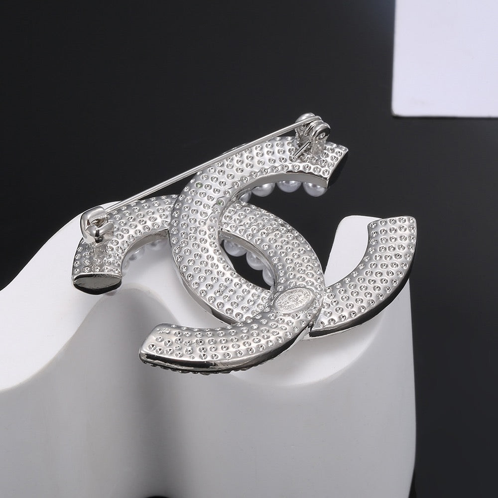 Signature Emblem Brooch in Silver-Tone – Design 004 front product view